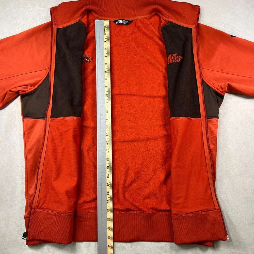 The North Face Track Jacket Mens XL Orange Full Zip Fleece Lined Outdoor Sweater